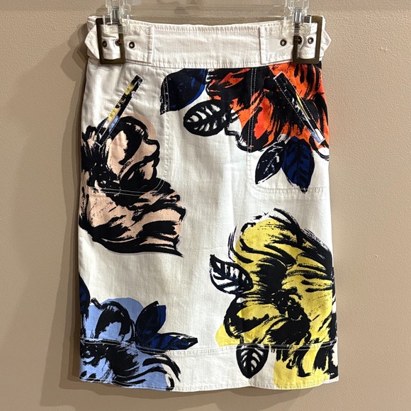 Anthropologie Maeve Rodney bold floral Print Women's Skirt adjustable buckles 0 - Picture 3 of 14